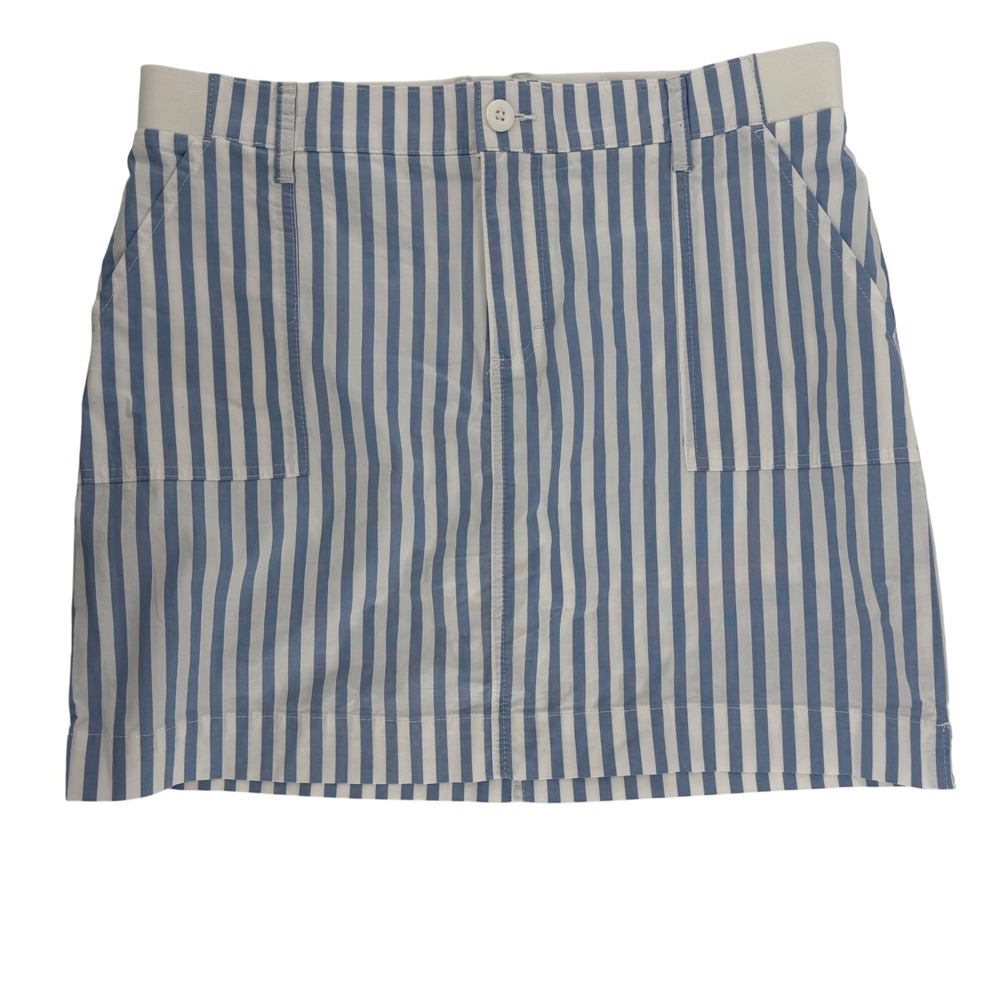 Lee Blue Striped Mini Skirt White Waistband Pockets Nautical Sailor Beach‎